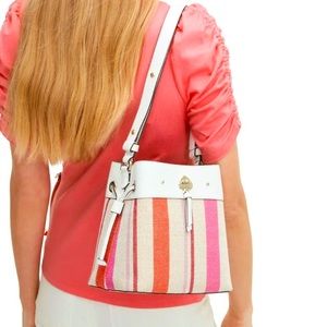 Kate spade stripe Appliqué small bucket bag